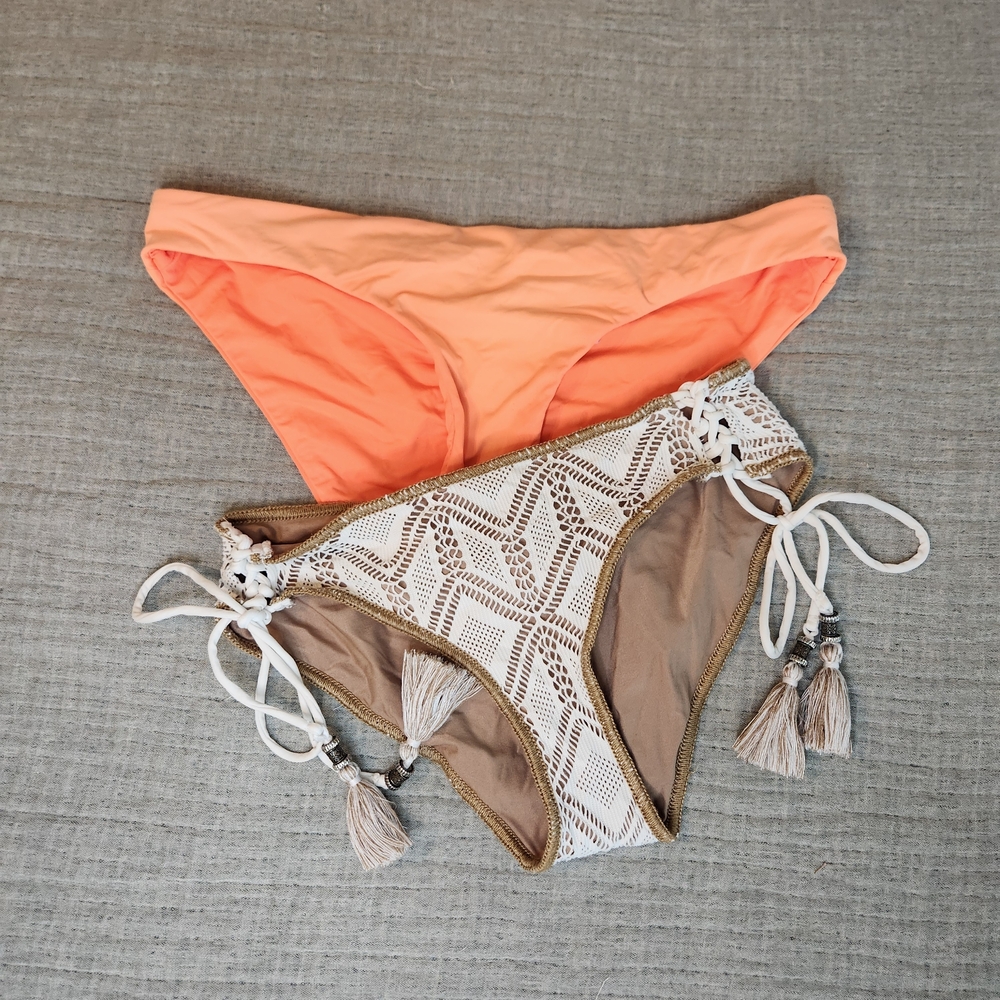 Becca Women's White Wanderlust Hipster Bikini Bottoms Swimwear M Color Coral